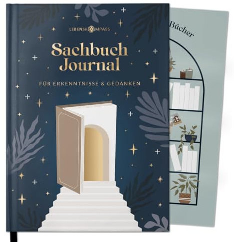 LEBENSKOMPASS Buchclub - Das Lesetagebuch & Sachbuch Journal - Hardcover DIN A5 Tagebuch für Erwachsene - Book Reading Bullet Journal Tracker - Booktok (Indigo)