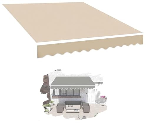 IMUNKT Lona De Repuesto Retráctil para Toldo Exterior (sin Marco) 2.5x2m 4x3m 5x3m, Multicolor para Jardín/Restaurantes/Tiendas (Khaki, 8x6.5ft/250x200cm)