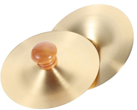 1 Par de Mini Platillos de Cobre Dorado para Percusión Rítmica | 7 Cm, Diseño Distintivo Tipo Jing, para Celebraciones y Actuaciones Culturales, Uso Sencillo y Manejo Cómodo