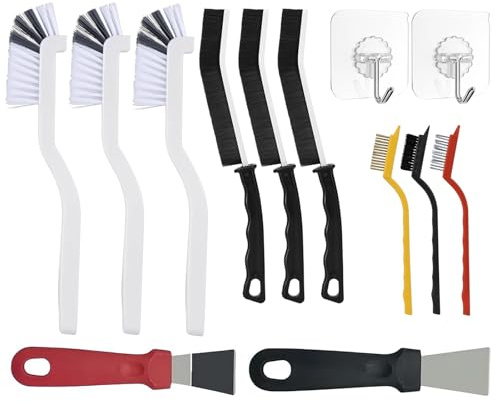 13 Piezas Cepillo De Juntas Limpia Juntas Baldosas, Cepillo Limpieza para Juntas Azulejos con Ganchos, Cepillo Cerdas Duras Brush Cleaner Multiusos para Azulejos,Ventanas,Baños,Placas De Cocina
