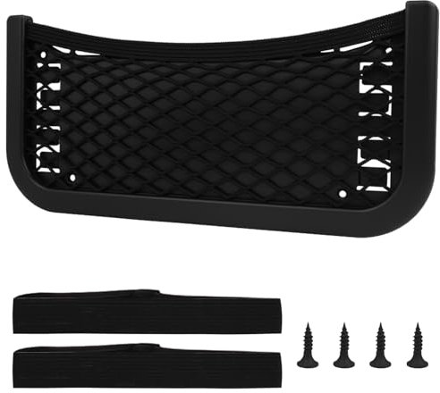 Jecdfs Rete portaoggetti da incollare o avvitare, rete portaoggetti auto, per veicoli, barche, camper e roulotte, scomparto elastico, robusto e flessibile, misura L (258x121x32mm)