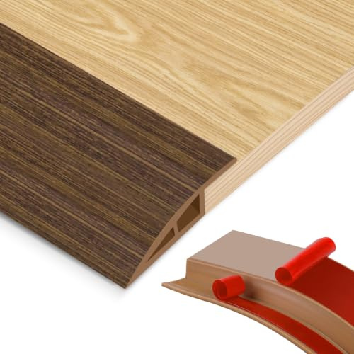 Self-Adhesive Floor Transition Strip, Door Threshold Strips for Laminate, Tile, and Carpet, Bridges Height Gaps 10-15mm, Flat Laminate Profile Flooring Edge Trim Strip for Doorways