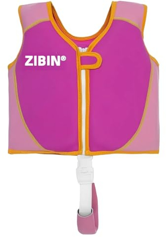 Swimsuit Girls 140 Blue Swimwear, Life Jacket for Toddlers and Children Aged 2-10 Years, Pool, Beach, Sea, Water Outfit for Swimming and Outdoor Activities, Neoprene Shirt Kids, Hot Pink, 4-5 Years