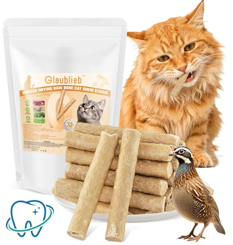 Bâtonnets lyophilisés à mâcher pour chats, snacks pour la santé dentaire, bâtonnets à mâcher pour chats contre la mauvaise haleine et le tartre (100g - Caille)