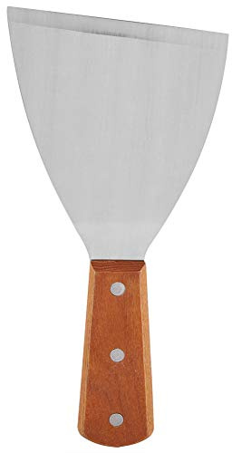 Nikou Espátula de acero inoxidable antiadherente para barbacoa, resistente al calor, para bistec, 32 cm de largo, resistente, ideal para asar y asar