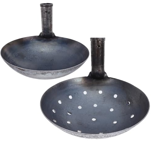 Angoily Pala Metálica para Tamizar Tierra y Estiércol 2 Piezas 23 CM Agujeros para Jardinería Herramienta Manual para Lodo y Arena Mango Vertical Ergonómico para Limpieza y