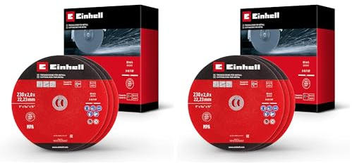 Originale Einhell Set di 6 pezzi di dischi da taglio sottili per metallo, Ø 230 mm (spessore 2 mm, certificato MPA, lunga durata, tagli precisi e a bassa sbavatura, per smerigliatrici angolari)
