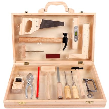 Kit di riparazione per bambini - Stazione di lavoro giocattolo in legno, gioco di simulazione della cassetta degli attrezzi, di gioco meccanico | Risorsa per l'allenamento cognitivo motorio