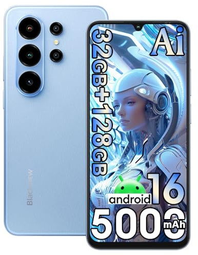 Blackview Wave 10 Handy Ohne Vertrag, 32GB+128GB/2TB Android 16 Phone, 6.88 120Hz Gemini AI Smartphone Ohne Vertrag Günstig, 5000mAh, 32MP+13MP, WiFi 5, Fingerabdruck/GPS/OTG/FM/Handy hülle, Blau