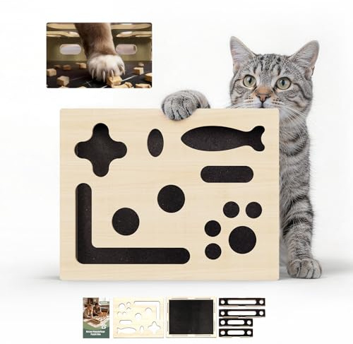 2-in-1 Kratzkiste für Katzen Schleifpapier, Interaktive Nagelfeilen-Box | Kratzkiste zur Stressfreien Krallenpflege für Wohnungskatzen, Katzenspielzeug gegen Langeweile & Kratzbrett-Ersatz(Standard)