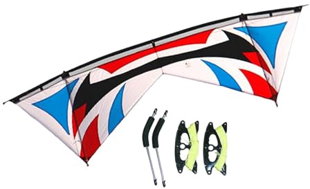 Gralara Lenkdrachen Vierleiner Drache Triangle Kite Großformat Kitesport Outdoor Aktivität mit Leichtem Schirmtuch Und Karbonfaserwelle für Erwachsene Kinder, Blau