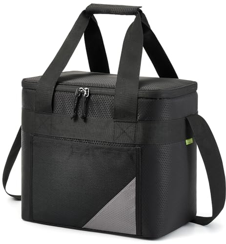 PeranoRidia Bolsa Térmica 30L, Nevera Portátil Isotérmica Grande Hombre y Mujer para Camping, Playa, Picnic y Viajes, Negro