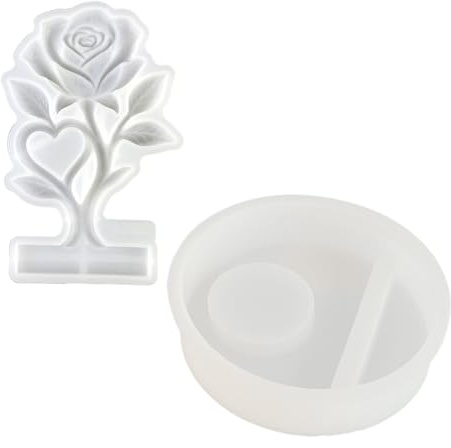 YANPINGJIA Bellissimi design a forma di rose a forma di cuore, in silicone, per creare candele, gesso, arte e saponi artigianali, forma di rosa