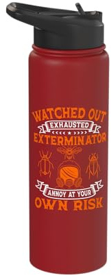 Exterminator Pest Control Eradicator Exhausted Terminator Stainless Steel Insulated Water Bottle