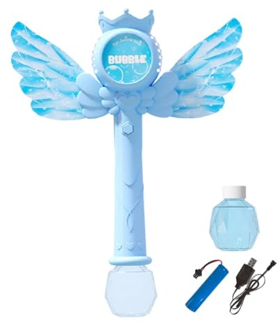 Máquina automática de Burbujas de jabón - mágica de con Luces LED y música | Juguete electrónico portátil para niños | Set con Batería Recargable y Líquido | Regalo Completo