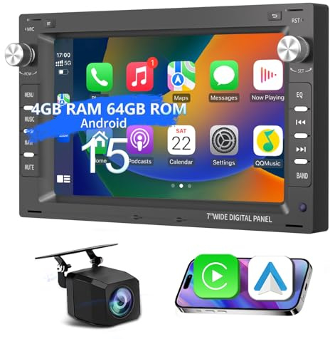 Plug&Play Android 15 GPS Navi Autoradio für VW Golf 4 MK4 Polo Passat Golf Jetta, 7 Zoll IPS Touchscreen mit Wireless Carplay/Android Auto Bluetooth und Sprachsteuerung, Spiegel Link, Subwoofer, SWC,