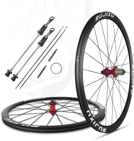 26/27.5/29 Mountainbikehjulsats 35mm Ultralätt Aluminiumlegeringsfälg 24H Höghållfasta Cykelhjul, 100/135mm Snabbkopplings Skivbromshjul, 8-11 Hastighetskassett(Red,27.5)