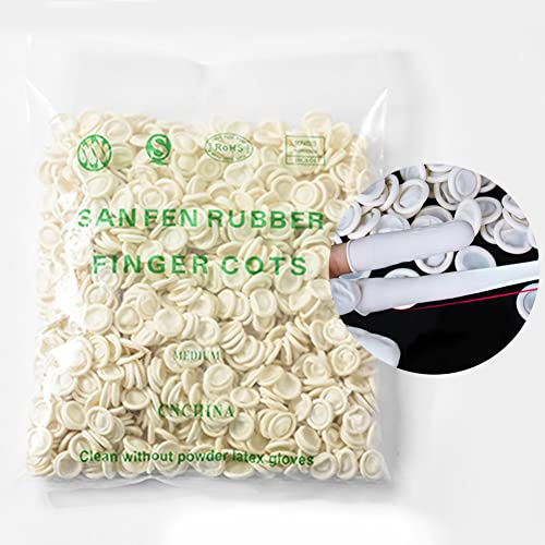 Xiuganpo Lot de 300 Capuchons de Protection Antidérapants en Latex, Poudre, pour la Cuisine, L'entretien de L'électronique, Blanc Lait