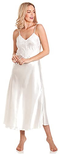 Undercover Women's Satin & Deep Lace Long Chemise Negligee Nightdress Nightie Size 10-28 N50