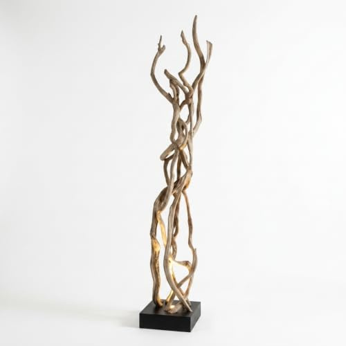 Kinarée THANI Treibholz Stehlampe 200 cm – Große Holz Stehlampe aus Lianenholz, Natur Design Bodenlampe Wohnzimmer, Rustikale Standlampe mit GU10 Sockel