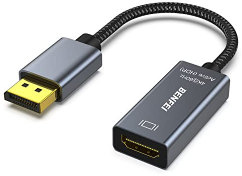 BENFEI Adattatore attivo da DisplayPort a HDMI 4K a 60Hz, compatibile con PC, laptop, desktop, tablet o docking station DisplayPort, supporta Eyefinity per giochi multi-schermo