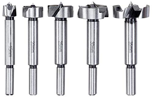 kwb Forstner-Bohrer-Set, 5-teilig für Holz 15-35 mm, mit abgedrehtem Schaft, geschmiedeter Bohrkopf, präzise Bohrungen