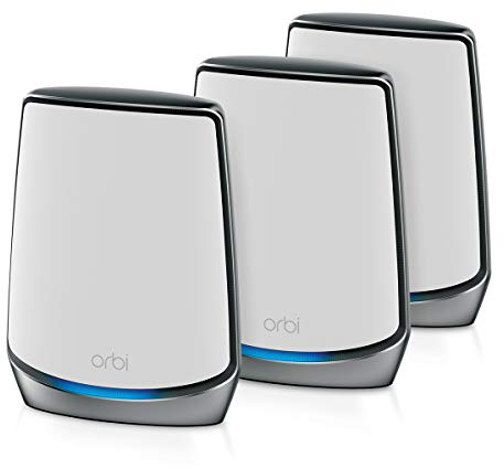 NETGEAR Orbi Whole Home Tri-Band WiFi 6 Mesh Network System (RBK853) – Router with 2 Satellite Extenders, Security Features, Coverage Up to 7,500 Square Feet, 100 Devices, AX6000 (Up to 6Gbps)