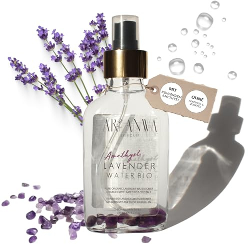 ARI ANWA Skincare Bio Lavendelwasser Spray mit Amethyst 100ml – 6-in-1 Gesichtsspray, Körper- & Kissenspray | Beruhigt Haut, entspannt Sinne & wirkt natürlich gegen Insekten | Glasflasche