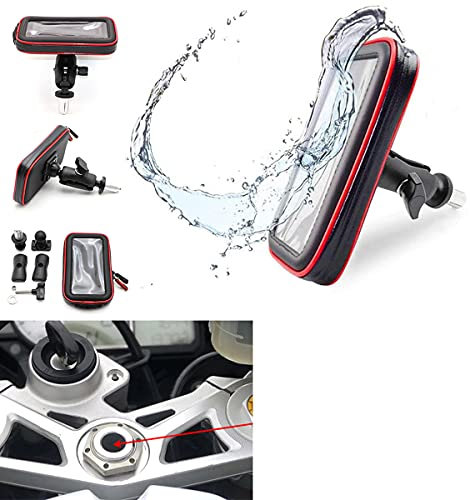 evomosa Soporte para Teléfono Móvil para Motocicleta, Soporte para Teléfono a Prueba de Agua con Ranura para Tarjeta para Moto con Orificio Redondo
