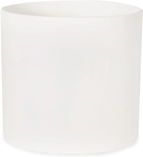 Fox&Fern Blumentopf L - 27cm großer Übertopf inklusive Wasserabfluss für Pflanzen im Außen- & Innenbereich - passend für Fox&Fern Blumenständer L (30cm Durchmesser) - Handgefertigt, Farbe: Mattweiß