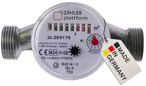 ZÄHLER plattform Cold water meter, single jet, nominal flow rate Qn 2.5, connection 1 inch, length 130 mm, calibration 2021, valid until 2027, surface-mounted water meter.