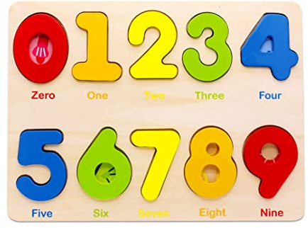 Aile Wooden Preschool Learning Number Puzzles Toys for Kids Age 2-4， Educational Toys.