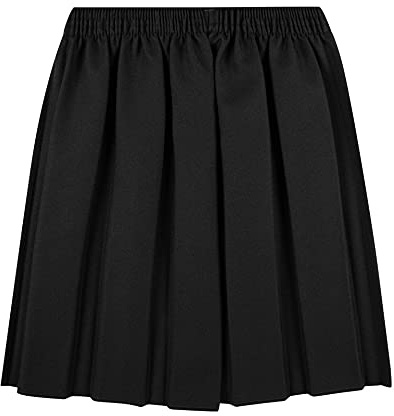 MOLLY MALOU Girls School Uniform Skirts Back to School Box Pleated Round Elasticated Skirts 2-16 Years (11-12 Years, Black)