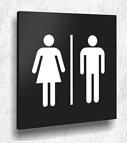 Türschild WC Schild Schwarz Matt UV Druck 12 x 12cm - 3mm ALUVERBUND - Made in Germany Art.Nr. A 2015