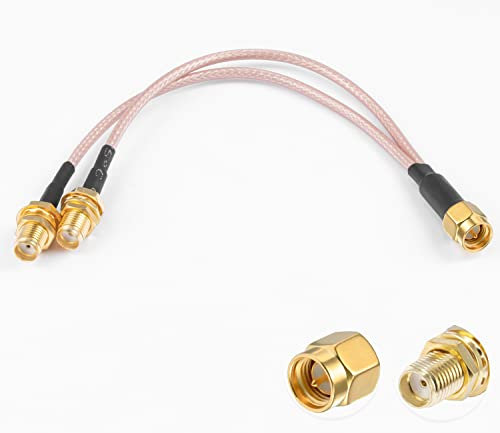 Vecys SMA Splitter Cable SMA Male to Dual Female Connector Coaxial Cable 3 Way Splitter V-Type RG316 6/15CM for 2G 3G 4G LTE Antenna Router Gateway Modem MiFi Mobile Hotspot