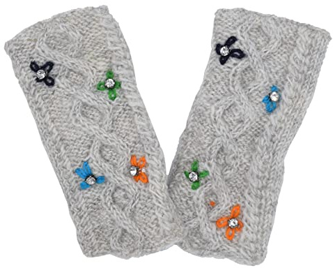 Gheri Damen Armstulpen aus Wolle mit Fleece-Futter, Silberfarben, Einheitsgröße