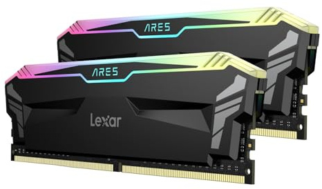 Lexar ARES RGB DDR4 RAM 16GB Kit (8GB x 2) 4000 MHz, DRAM 288-Pin U-DIMM Desktop Memory, XMP 2.0 Hochleistungs Arbeitsspeicher, CL18-22-22-42, PC4-32000, Schwarz (LD4EU008G-R4000GDLA)