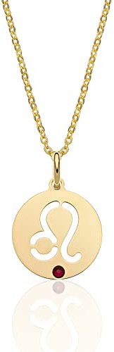 AKA Gioielli® - Löwe Sternzeichen Kette 925 Silber Vergoldet mit Löwe Sternzeichen Anhänger für Damen