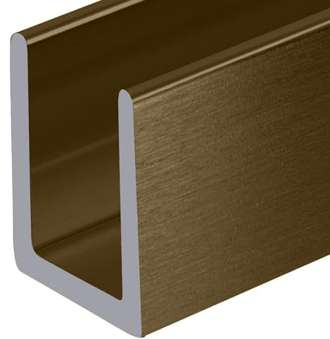 Brixwell SDCD38BBRZ-CCP4-R Puerta de ducha de panel fijo de bronce cepillado de 3/8 pulgadas con canal en U profundo - muestra de 4 pulgadas
