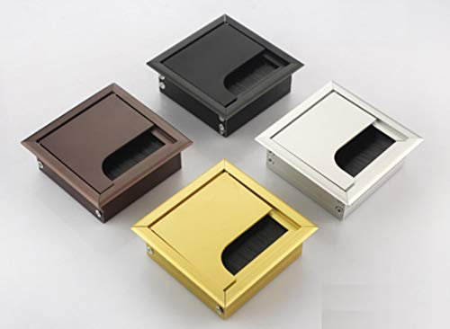 Desk Cable Wire Grommet,Aluminum Alloy Table Desk Rectangle Wire Cable Grommet Hole Cover Outlet Port (Color : Gold)