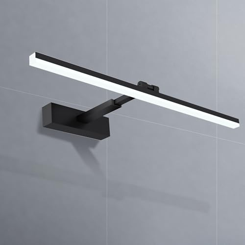 Boromal Led Spiegelleuchte Badezimmer Spiegelleuchte Schwarz 60cm IP44 6500K Badezimmerlampe Spiegellampe Schminklicht Badezimmerschrank Spiegelleuchten