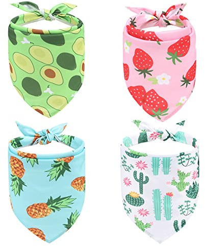 EXPAWLORER Dog Cooling Bandana - 4 Pack Hawaiian Dog Bandana Summer Cooling Collar, Chill Out Vest Pet Scarf Bib Instant Cool Outfit with Cute Fruits Pattern for Small Medium Large Dogs, Large