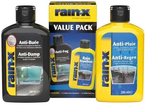 Rain-X Anti-Pluie et Anti-Buée - Protection Pare-Brise et Habitacle Contre la Pluie et la Condensation - 2 x 200 ML