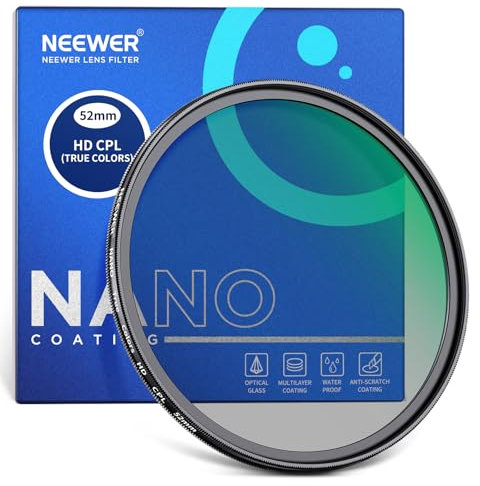NEEWER 52mm True Colours Polfilter (CPL) Zirkular Polfilter Optisches HD Glas Doppelseitig 30-lagige Nanobeschichtung Aluminiumrahmen Wasserabweisend Kratzfest Anti