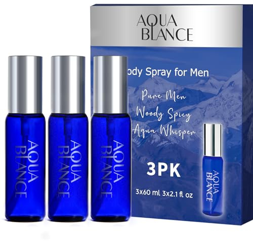 AQUA BLANCE Body Spray For Men, 2.1 Fl Oz/60 ML, Travel Size 3-Pack Set