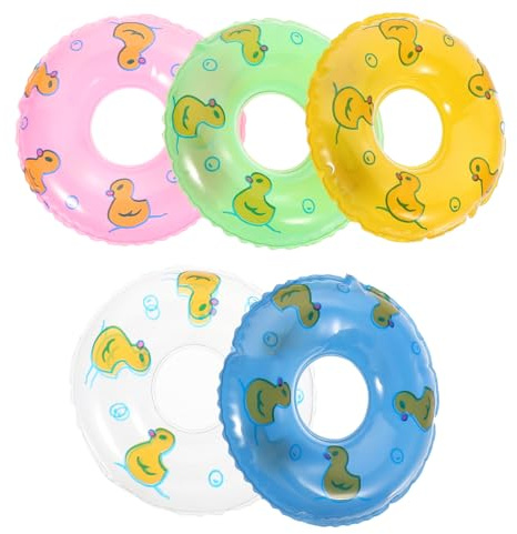 5pcs Miniature Duck Swimming Ring Ornaments - Mini Swimming Float for 1 6 or 1 12 Dollhouses Cute Decor for Diy Projects and Photography Props