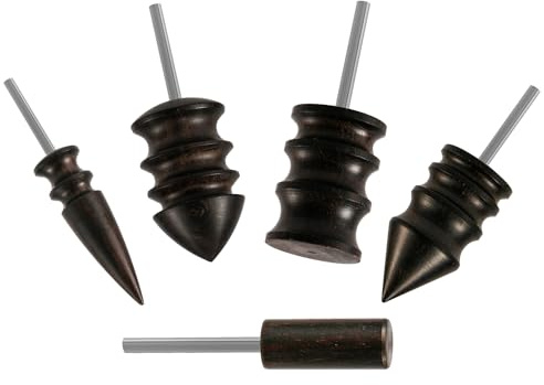 5 Puntas Bruñidor Cuero para Herramienta Rotativa, 5 Estilos Accesorios Máquina Bruñido de Ébano para Bordes Artesanales