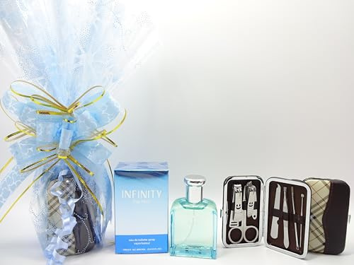 Infinity For Him 100ml EDT Profumo Per Gli Uomini Set di Strumenti Manicure Gratuito Cesto Regalo Per Lui