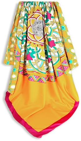 GLORIS Damen Tuch Schal mit auffälligem buntes Muster - Halstuch, Kopftücher, Hijab - Perfekt für Frühling Herbst und Winter - viskose 135 * 135 cm.