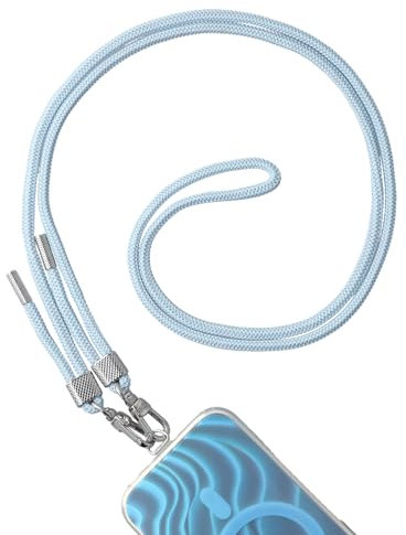 AHABIPERS Cordino per Telefono, Regolabile Cordino per Cellulare Universale, Rimovibile Cordino Catenella Laccio Porta Cover, Nylon Catena Laccio per iPhone/Samsung e Tutti Gli Smartphone - Azzurro